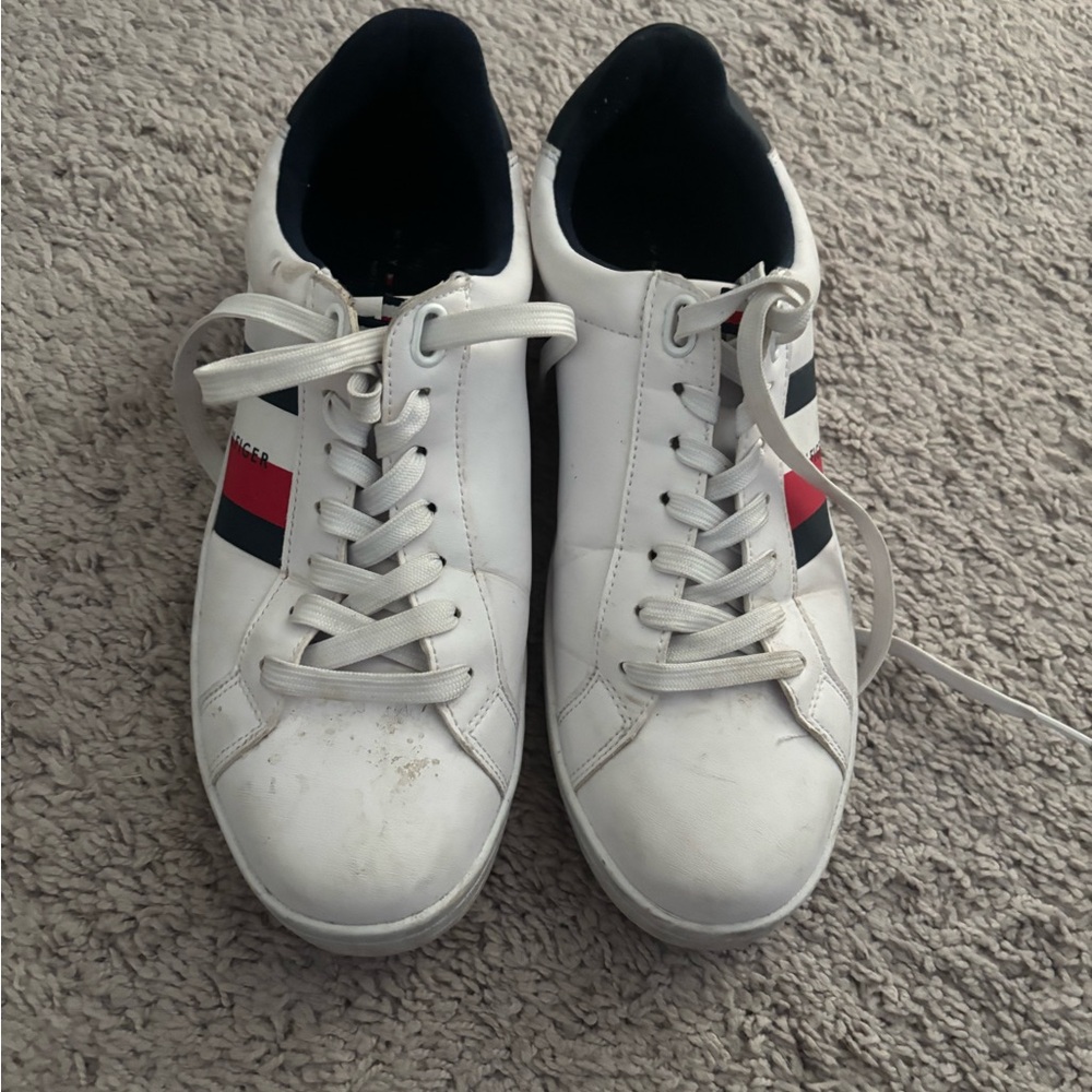 Tommy Hilfiger White and Red Men's Sneakers